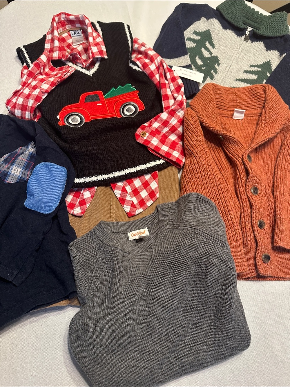 LOT- Baby Gap Sweaters, 3pc Holiday Set, 1 NWT Grey Sweater, 1 long sleeve